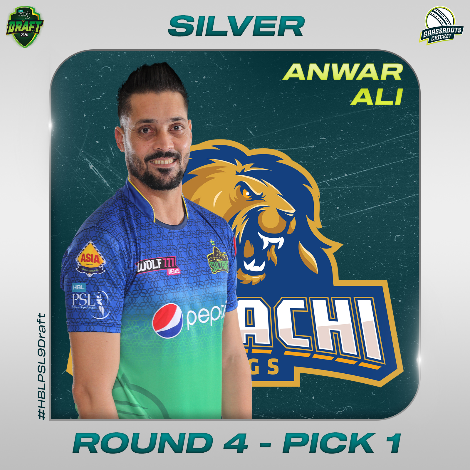 Grassroots Cricket on X: Karachi Kings pick Anwar Ali in Silver!  #HBLPSLDraft