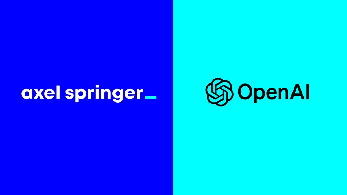 Axel Springer and OpenAI partner to deepen beneficial use of AI in journalism go2.as/3Npy4Ec