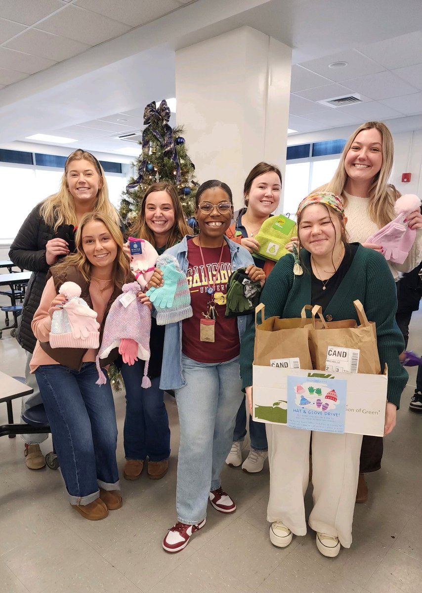 We are so proud of our SU Seidel School Educator Rising Chapter. They collected 50 hats and 83 pairs of gloves for East Salisbury School. The hats and gloves will be placed on the tree and any child that needs a hat or pair of gloves can choose their favorite.