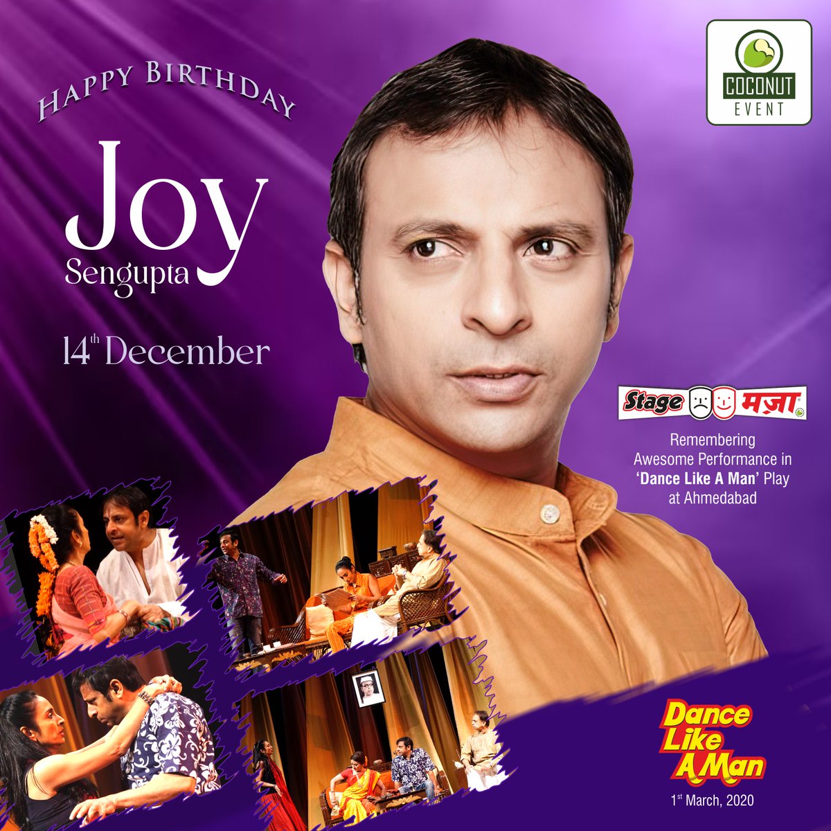 Warm birthday wishes from #CoconutEvent and #StageMazaa to #JoySengupta! May your day be as remarkable and inspiring as your performances. Here's to another fantastic celebration!

#DanceLikeAMan #RashminMajithia #HappyBirthday #Artist #BirthdayWishes