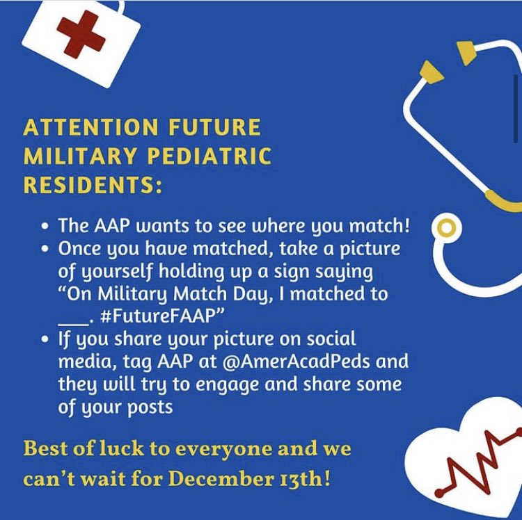 Today’s the day! @AmerAcadPeds @AAPSOPT @ArmyMedicine @NavyMedicine @USAFMedicine #FutureFAAP #MilPeds #MilitaryMatch