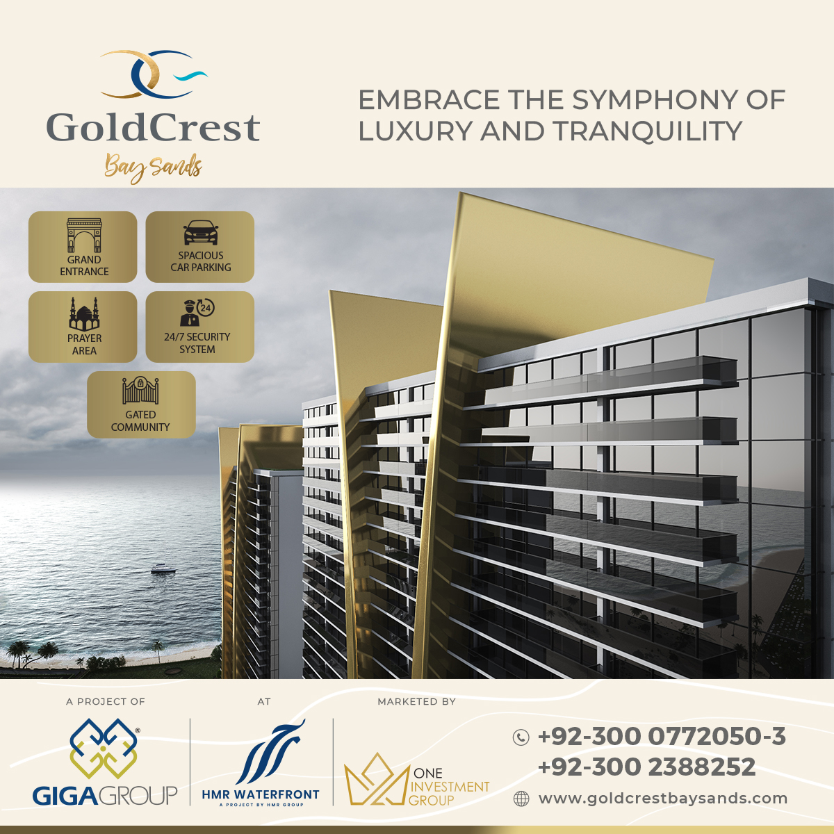 This is the world we invite you to step into. A world where you can unwind and reconnect with yourself, surrounded by beauty, comfort, and security.

#goldcrestbaysands #gigagroup #hmrwaterfront #karachi #dhaphase8 #pakistan #propertydevelopment #propertyinvestment #oceanfront