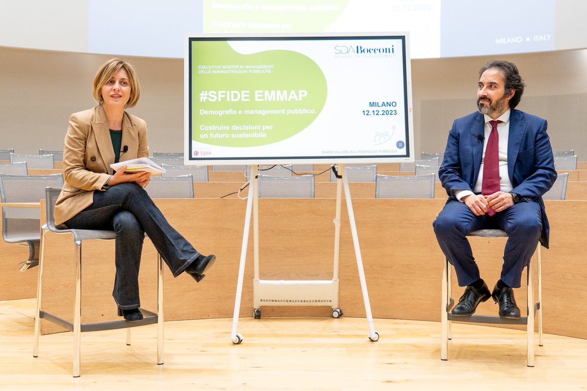 sdabocconi's tweet photo. Durante #Sfide dell'Executive Master in Management delle Amministrazioni Pubbliche #EMMAP il Prof. Billari, Rettore @Unibocconi ha discusso con la Prof. Rota, Direttrice del Master, del contributo che demografia e Management Pubblico possono dare per un futuro più sostenibile. https://t.co/66IoXpgs7Z