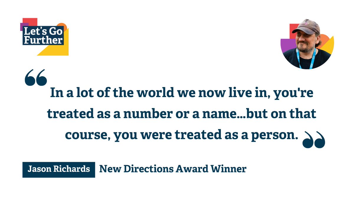 SkillsEduGroup's tweet image. Education policy often treats learners as numbers or names on a list - but as Jason Richards says, each learner is an individual person.

Hear about Jason's experience of adult education here: bit.ly/46JBskb 

#AdultEd #LifelongLearning @NickyMorgan01