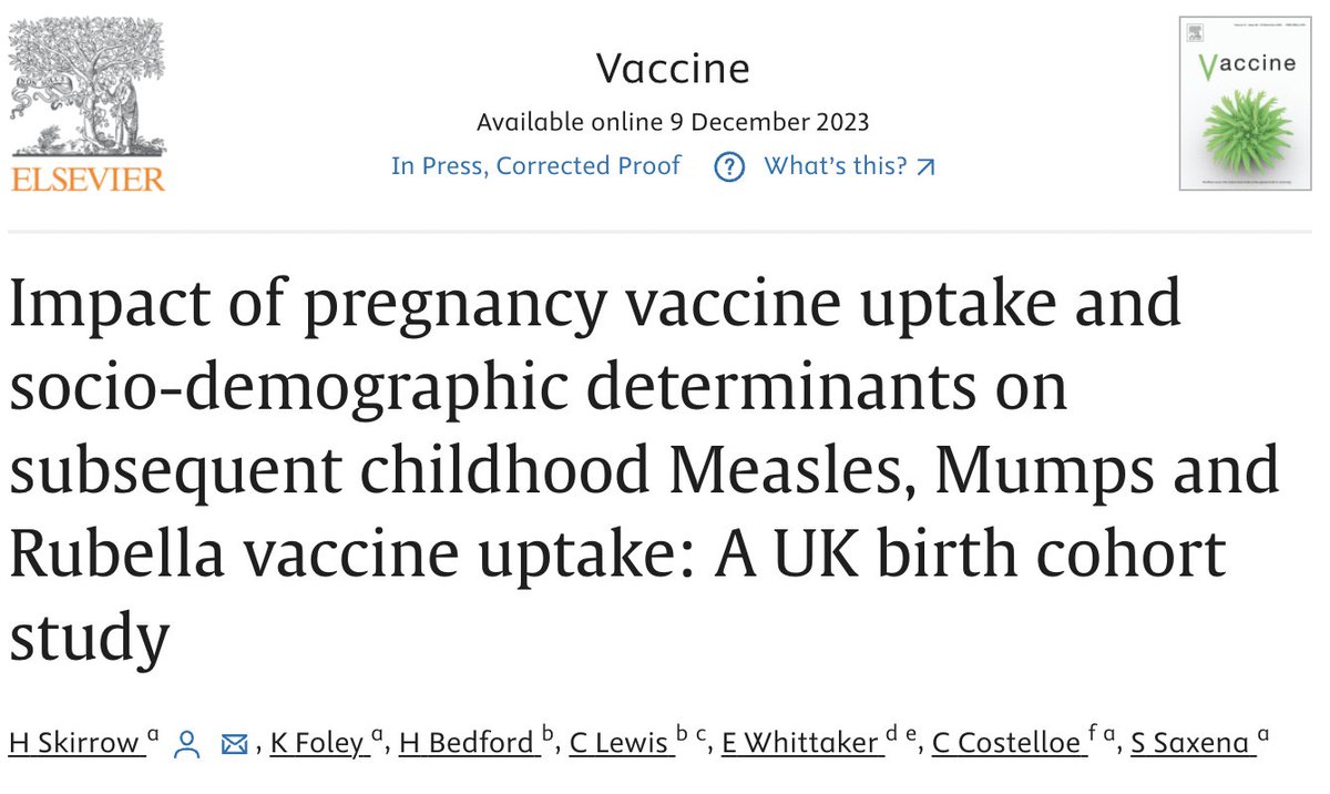 📢Phd paper📢 Children in ⬆️ deprived areas less likely to get MMR vaccines compared those in ⬇️ deprived areas Children whose mothers get pertussis vaccine in pregnancy more likely to get MMR vaccines-independent of deprivation, ethnicity & maternal age sciencedirect.com/science/articl…