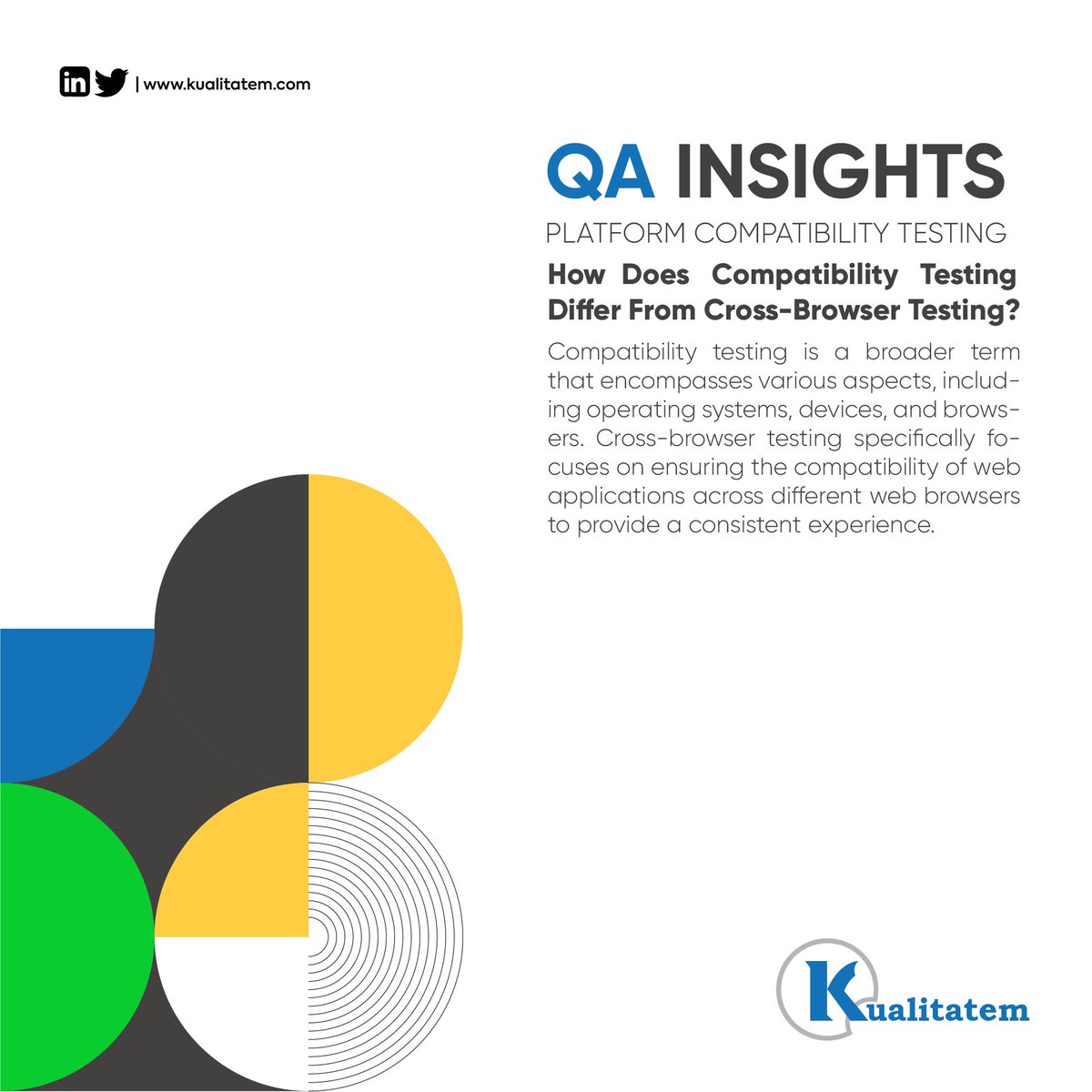 Kualitatem's tweet image. Compatibility testing and platform testing have differences in their approaches and objectives. Here's a summary.
#compatibilitytesting #platformtesting #software