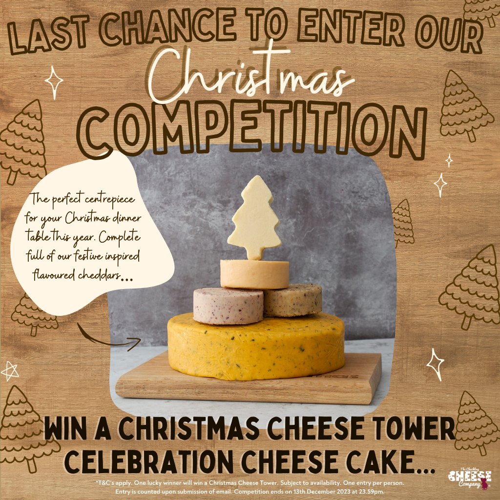 This is your LAST CHANCE TO ENTER our 🌟 CHRISTMAS COMPETITION! 🌟

🎄 Enter for your chance to WIN a Christmas Cheese Tower! 😱🎄

🎉 Like, retweet &amp; tag someone who'd LOVE this! 🎉 

To enter visit: zurl.co/Rnmd

#chucklingcheese #notjustcheese *T&amp;C's apply.