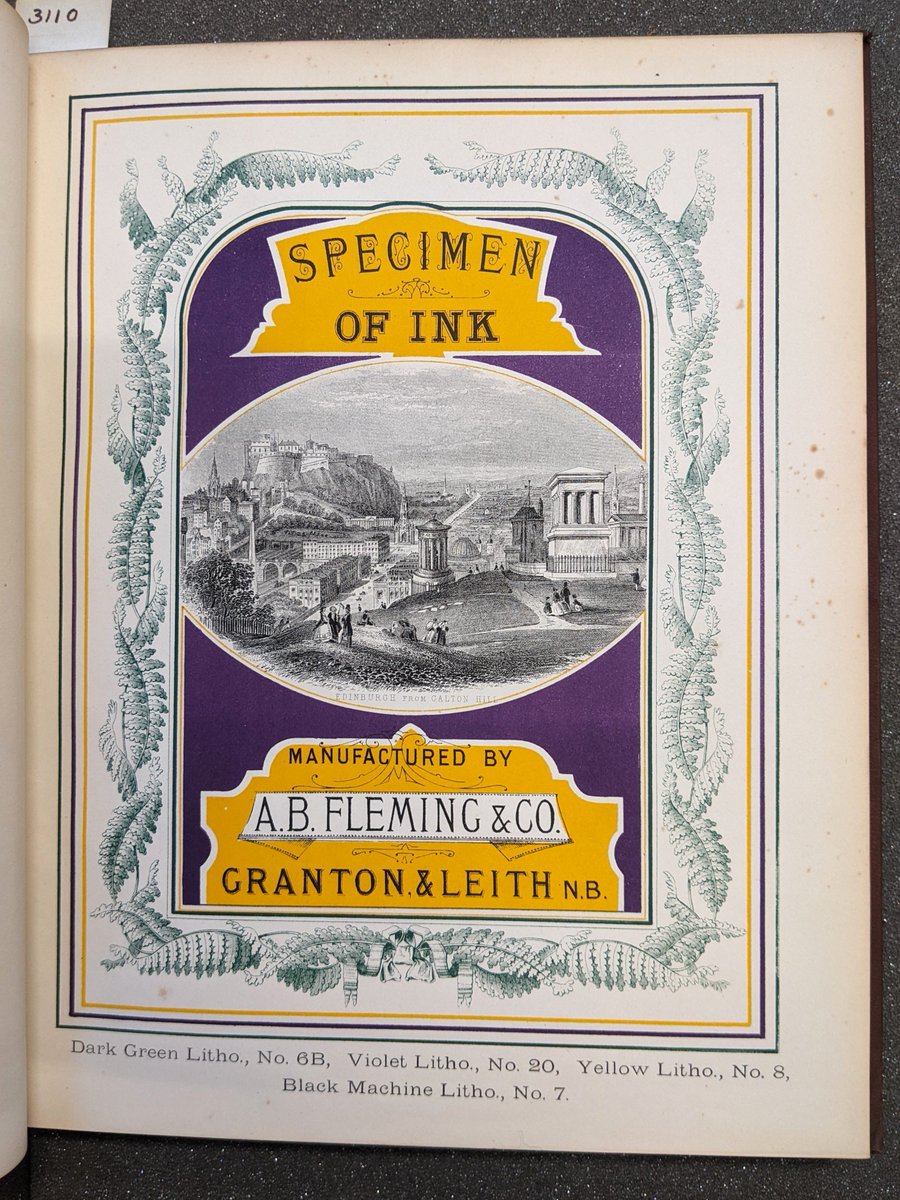 stbridefdn's tweet photo. Specimens of printing inks from A. B. Fleming & Co. of Edinburgh (1874).
#printingink #colour #printhistory #printing https://t.co/D7XAQD5STy