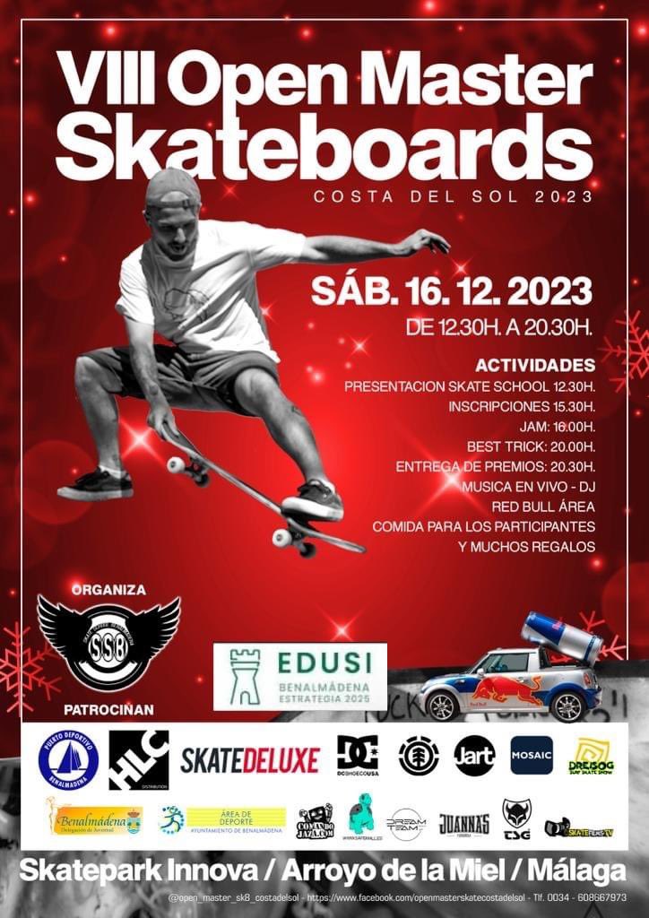 BenalmadenaAyto's tweet photo. Este sábado tenemos en Juventud Benalmadena una serie de interesantes eventos en el #ParqueInnova 
✅ Christmas Skate Open Master
✅ Inauguración zonas Calistemia y Crosstraining. Gran exhibición de Capoeira
✅ Bar Dream Team: Paella, Foodtrack y música en vivo con "The Crooks" https://t.co/uzKyGF0Lrz