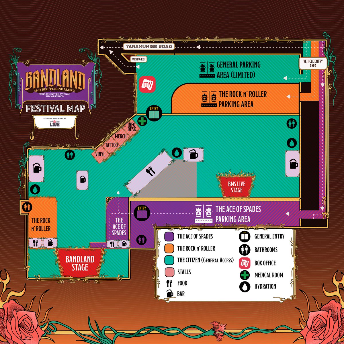 Lay of the (band)land! 

Keep our festival map handy and explore Bandland, one stage and one stop at a time! 

#Bandland #MusicFestival #BackToBangalore