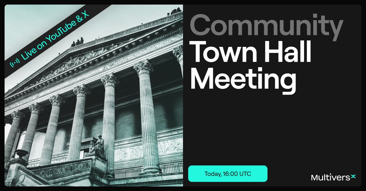 Join the Town Hall Meeting later today!

Beniamin will talk about the recent progress and the #MultiversX future outlook, live on X and Youtube, at 16:00 UTC.

YouTube link below for notifications 👇

youtube.com/live/zBwcOGBcv…