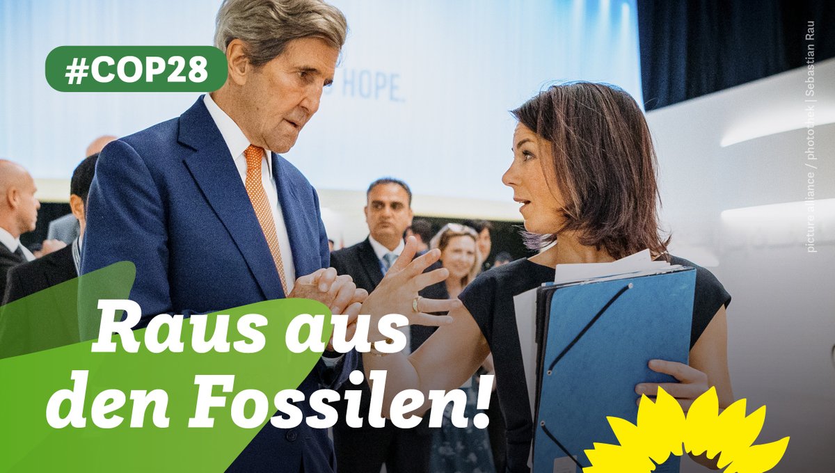 Grüne im Bundestag 🇪🇺🏳️🌈 (@gruenebundestag) on Twitter photo #COP28: Die Welt hat sich entschieden – für das Ende der Fossilen bis 2050! 
Das ist ein Durchbruch. Die Hartnäckigkeit unserer Außenministerin @ABaerbock, der EU & vieler weiterer Staaten hat sich ausgezahlt. Jetzt müssen wir mit klaren Zielen in die Umsetzung kommen. #COP28: Die Welt hat sich entschieden – für das Ende der Fossilen bis 2050! 
Das ist ein Durchbruch. Die Hartnäckigkeit unserer Außenministerin @ABaerbock, der EU & vieler weiterer Staaten hat sich ausgezahlt. Jetzt müssen wir mit klaren Zielen in die Umsetzung kommen.