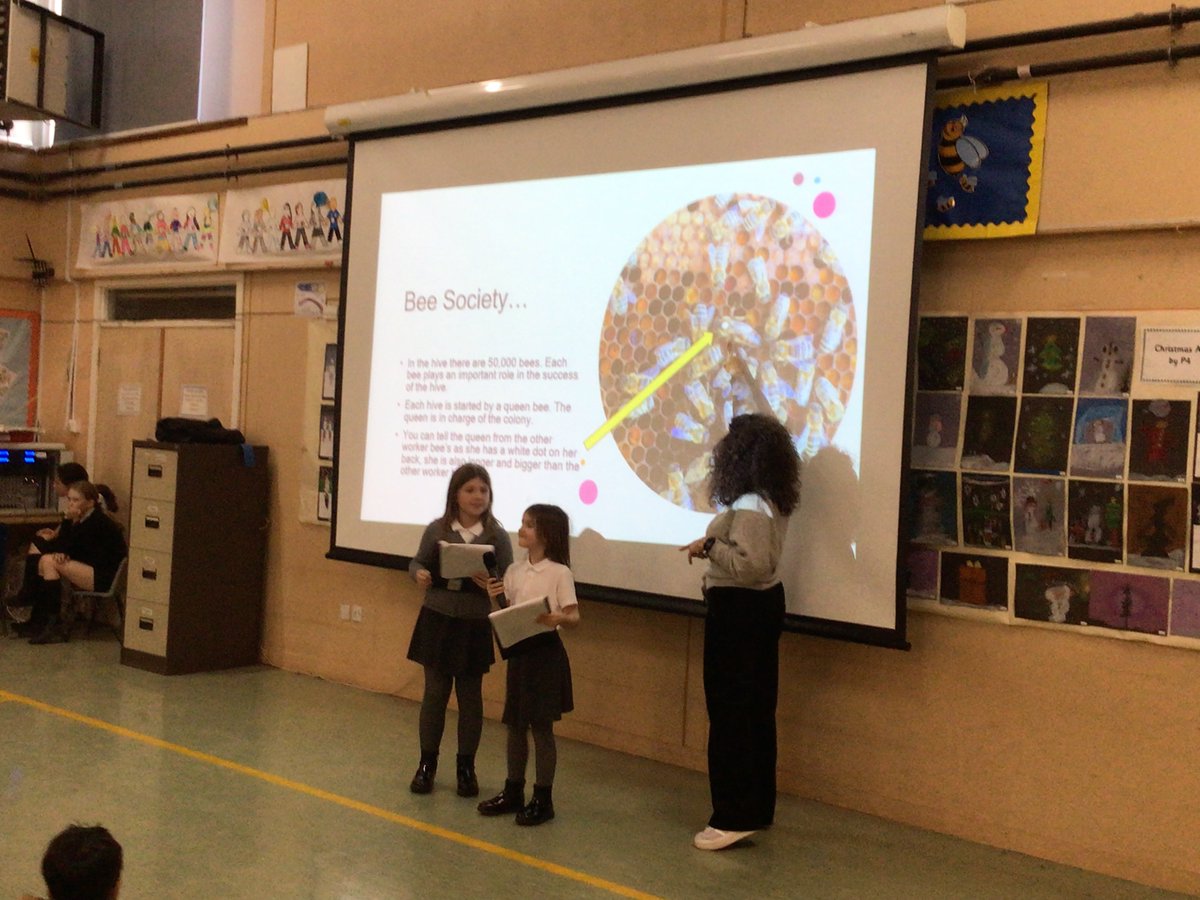 Brilliant presentation this morning from Eva and Sienna all about their grandpa’s bees! 🐝 We all learned so much. #welovebees #bethebestyoucan #starsisters