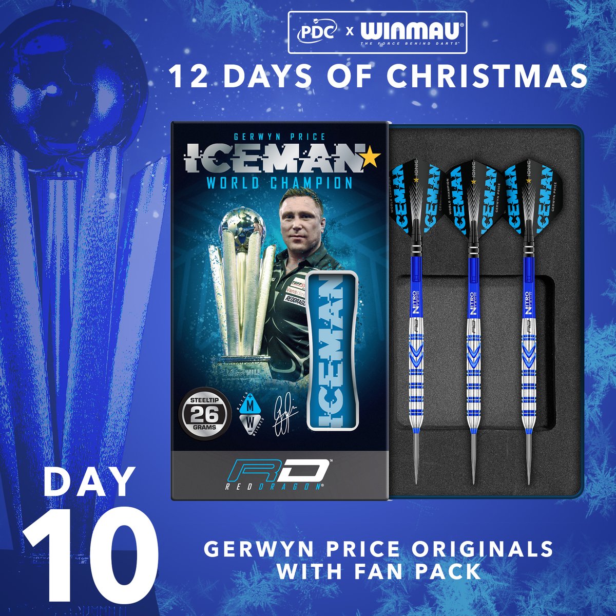 DAY 1️⃣0️⃣ What a prize on offer today... 🎄 Winmau are giving you the chance to win a set of Gerwyn Price Originals with a Fan Pack! Simply retweet this post to enter for your chance to win! Explore the full Winmau range: bit.ly/Winmau2024