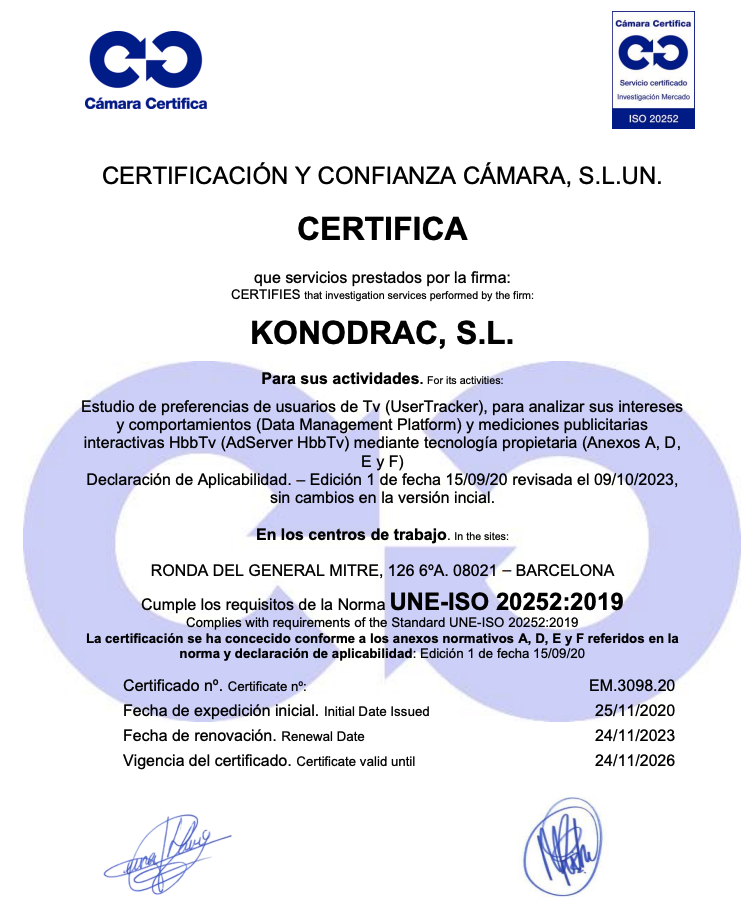 Siguiendo nuestro compromiso con la calidad de los datos ofrecidos a nuestros clientes es un orgullo compartir nuestra renovación de la ISO 20252 hasta 2026
#isocertification #quality #data