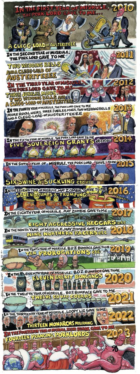 He's back! @BellBelltoons Steve Bell's take on the glorious years of government since 2010 in the latest @prospect_uk magazine