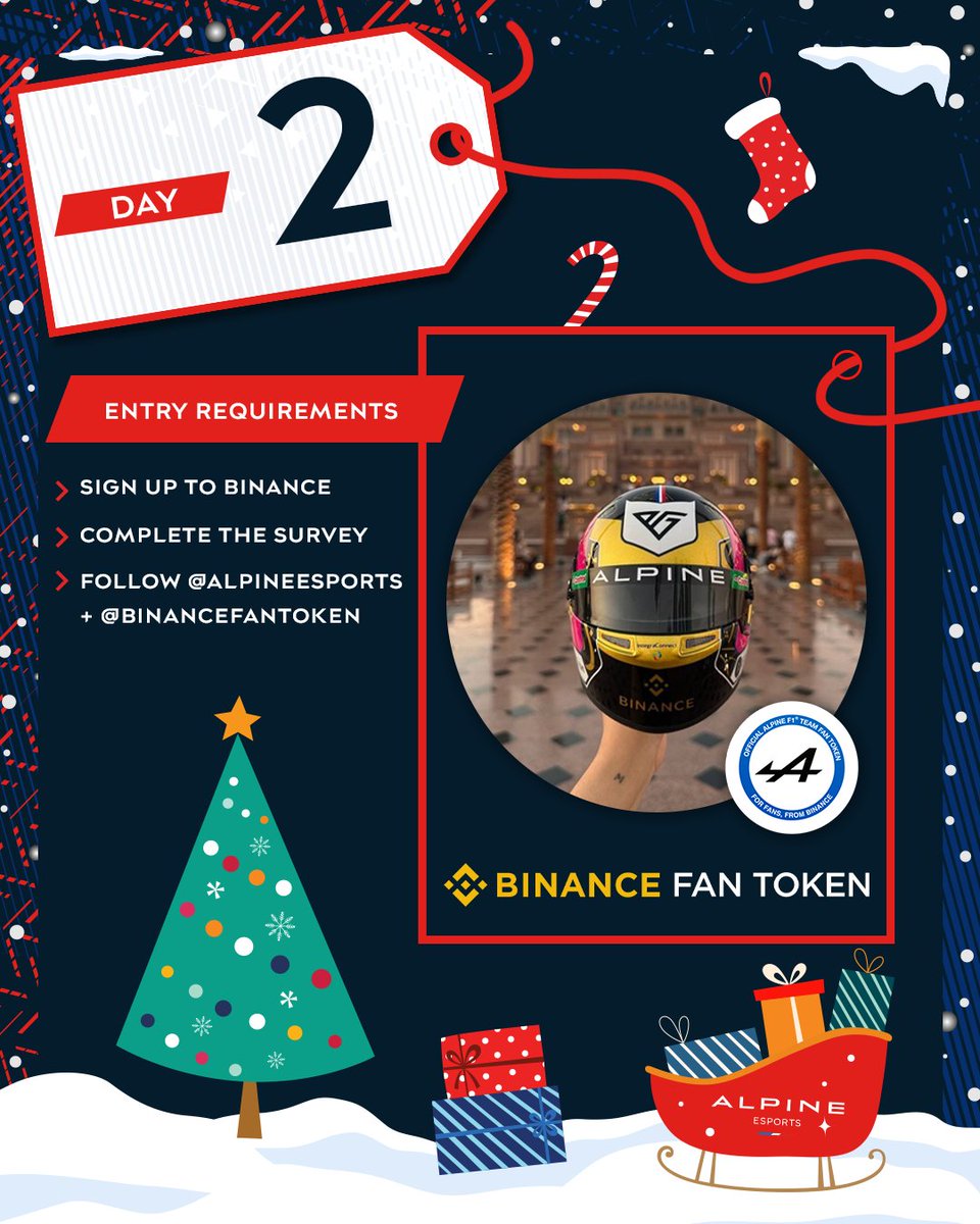 Next stop: an Alpine Esports + Binance Fan Token combo! 🤩 Claim $ALPINE and have a chance to win a Binance Mini Helmet 🎁 To enter: 1️⃣ Sign up + Complete KYC 👉 bit.ly/12StopsBinance 2️⃣ Fill in the survey 👉 bit.ly/12StopsSurvey 3️⃣ Follow @AlpineEsports & @BinanceFanToken