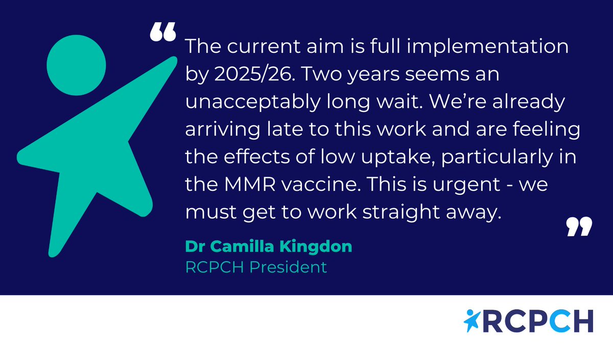 We welcome the long called for @NHSEngland vaccination strategy. This strategy has great potential to help reverse declining vaccine uptake and address challenges around accessibility. But two years is too long to wait - we need action now. 👉 rcpch.ac.uk/news-events/ne…