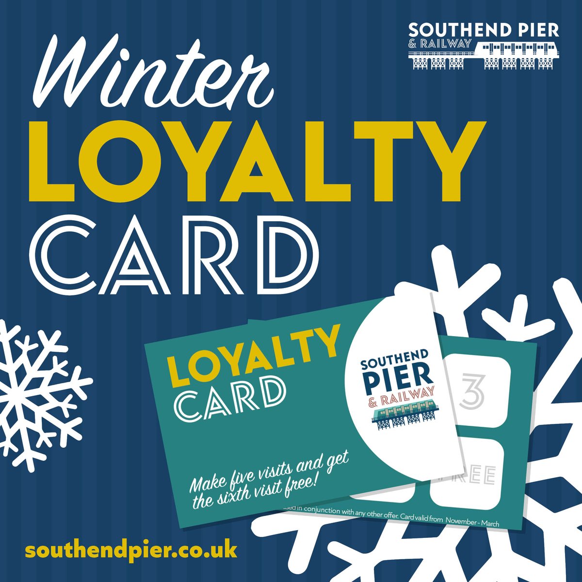 ❄ SOUTHEND PIER WINTER WALK ❄ Collect a Winter Loyalty Card next time you take a walk on @southend_pier this winter, enjoy 5 pier strolls and the 6th will be FREE! Winter Walks cost just £1 ❄️ Plan your next visit 👉 southendpier.co.uk