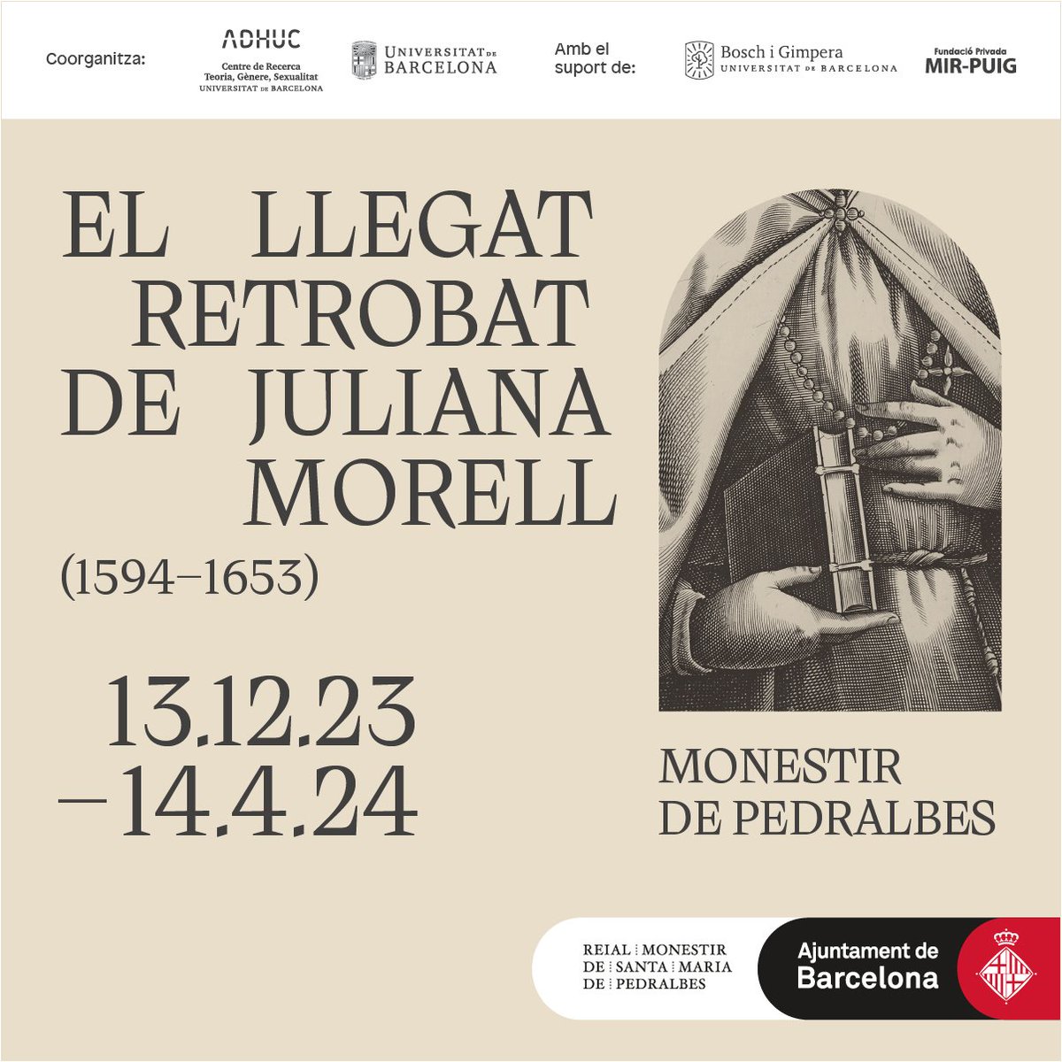 Juliana Morell, monja, erudita, políglota, dra. en filosofia amb 12 anys, en una magnífica exposició al #MonestirdePedralbes comissariada per la dra. @georginarabasso d'#ADHUC @UniBarcelona. Morell és una de les 3 dones esmentades al Paranimf de la UB -amb una reina i una santa!