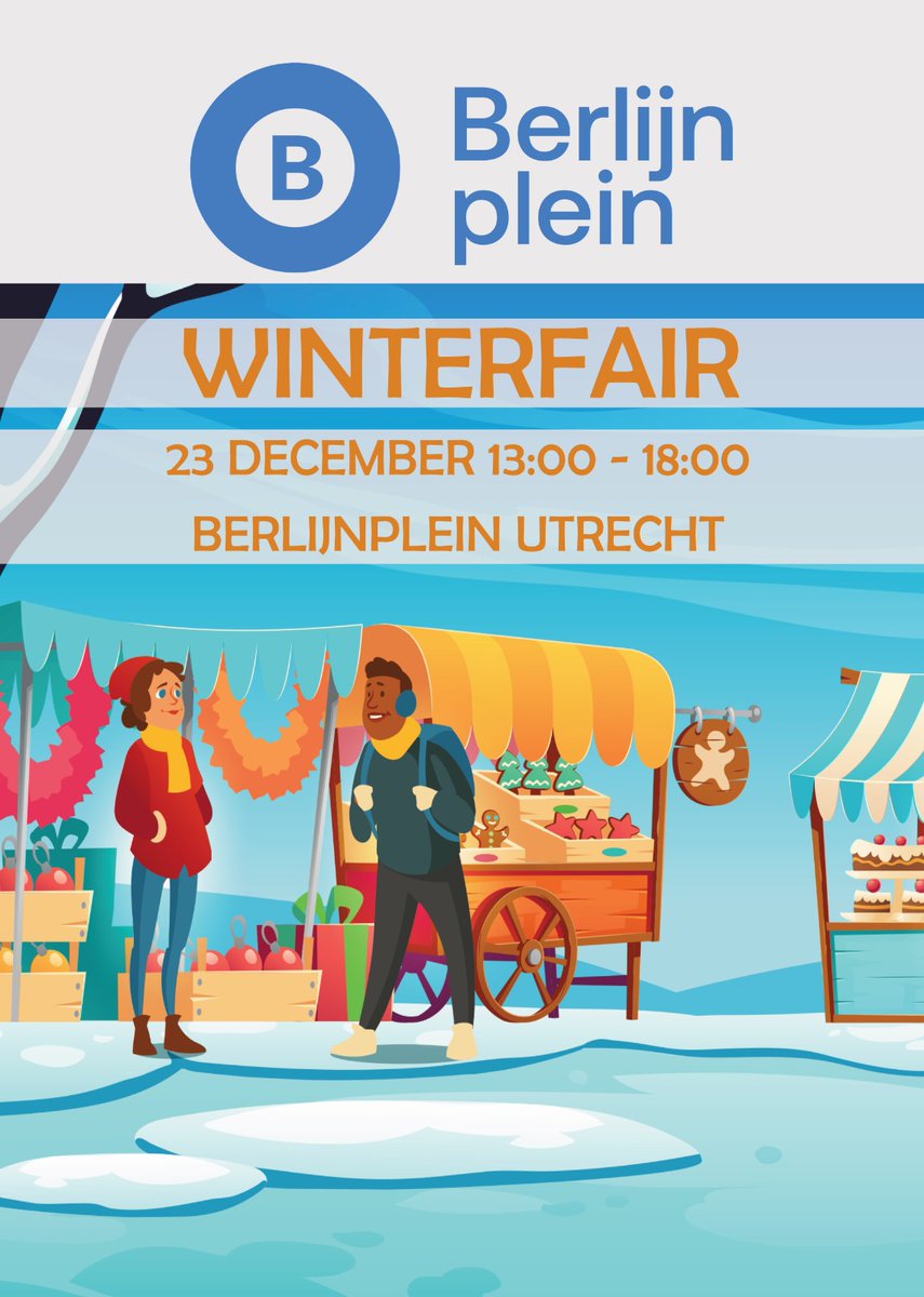 Op 23 december is er Winterfair op @Berlijnplein030! Een gezellige wintermarkt met kraampjes van lokale ondernemers, live muziek en workshops voor de kleinsten. Volop winterse gezelligheid dus. Kom ook!