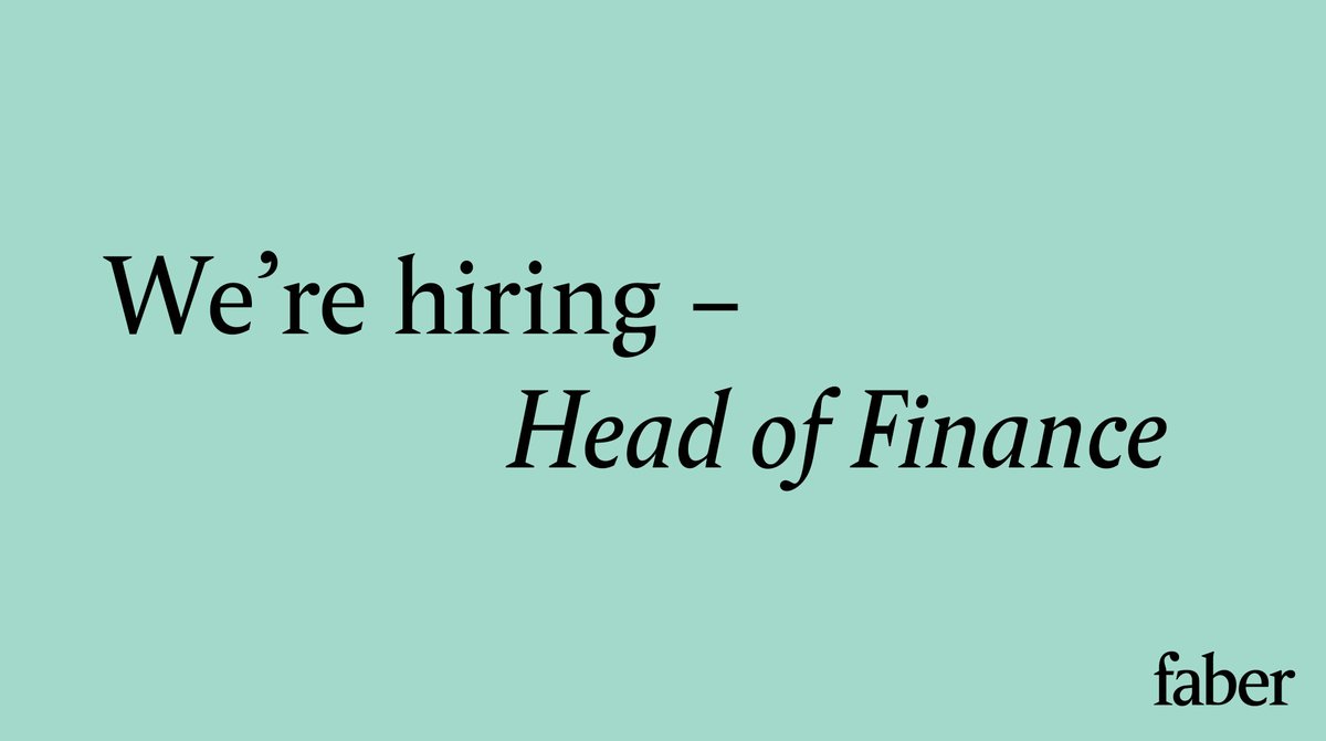 Faber is looking for a Head of Finance to join our senior management team. Could it be you? Apply by Wednesday, 20 December. faber.co.uk/careers/head-o…