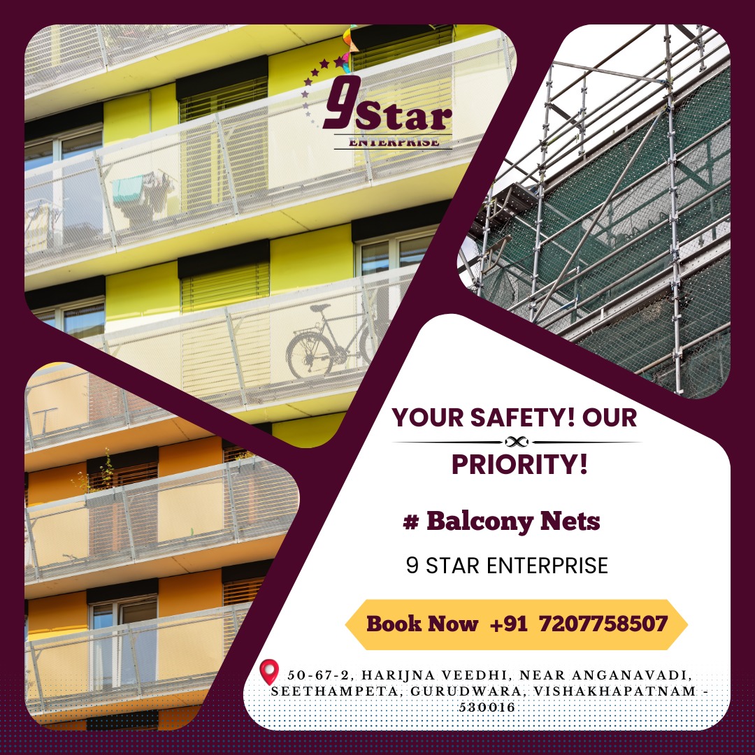 YOUR SAFETY! OUR PRIORITY!

# Balcony Nets

📞 Contact us today at +91 7207758507

#9starEnterprise #SafetyFirst #YourSafetyOurPriority #SecureJourney #EnterpriseSafety #SafetyCommitment #SafetyMatters #BusinessExcellence