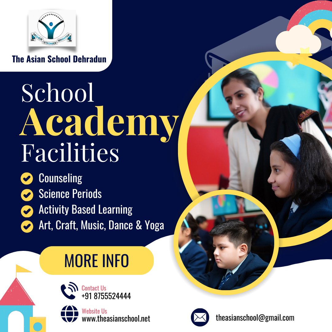School Academy Facilities

☑️Counselling
☑️Science periods
☑️Activity based learning
☑️Art, Craft, Music, Dance & Yoga

🌐theasianschool.net

#theasianschool #SchoolFacilities #AcademicExcellence #LearningSpaces #CampusLife #StudentResources #EducationalFacilities
