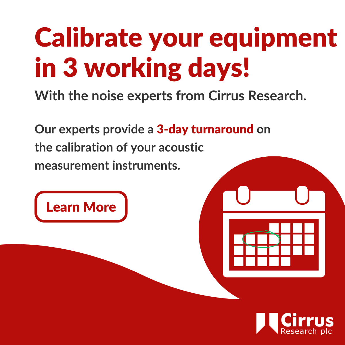 Our experts can calibrate your equipment in 3 working days from the arrival of your instruments at Cirrus Research HQ! 😁

Learn more today: hubs.la/Q02bNg-n0

#Calibration #NoiseMeasurement #NoiseMonitoring