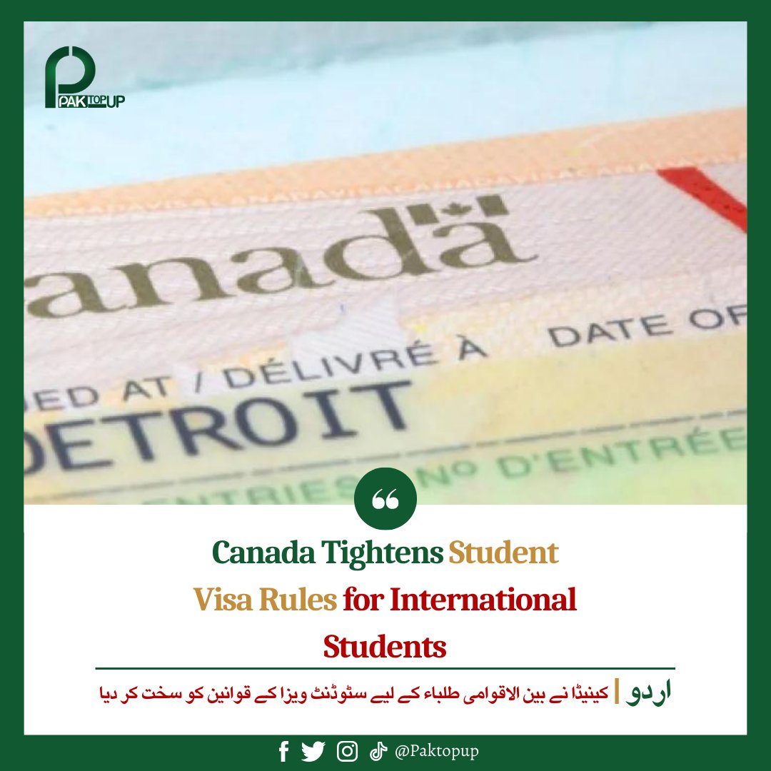 Canada Tightens Student Visa Rules for International Students; See Changes Read: paktopup.com/2023/12/13/can… #Canada #canadavisa #canadastudentvisa #studentvisa #ParliamentAttack #ImranKhanPTI #RinkuSingh #AmitShah #StockMarketindia #BoycottZara #ایاک_نعبد_و_ایاک_نستعین