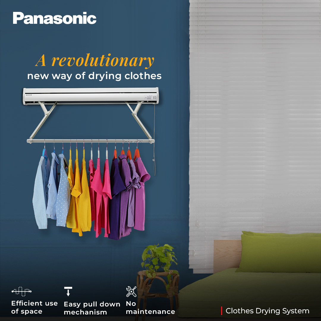 AnchorPanasonic's tweet image. Bring home the efficient Clothes Drying System with a capacity for 25 shirts, and make drying clothes effortless today.

#Panasonic #ClothesDryingSystem