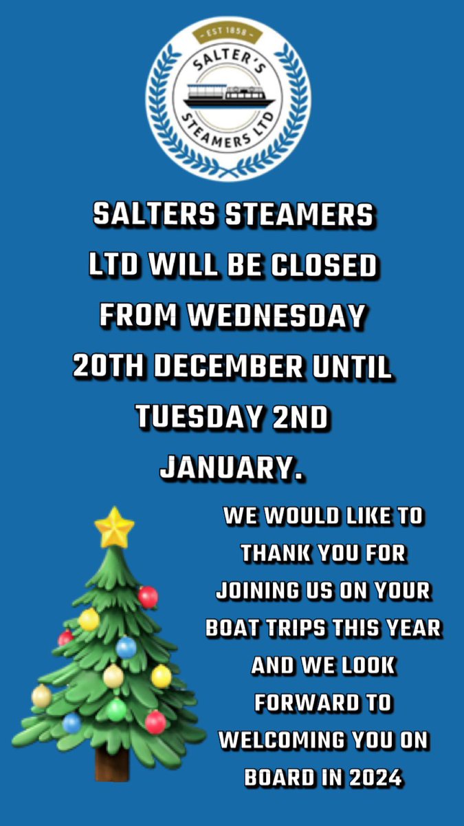 #salterssteamers #rentaboat #boatrentaloxford #oxfordshireboathire #cruiseoxford #privatecharter #oxfordboattrips #cruisethroughoxford #boatparty #partyboatoxford #corporateboathire #riverthamesboathire #celebrationonthethames #oxford #oxfordtourist #christmas2023🎄🧣🎅🏼⚓️🌲