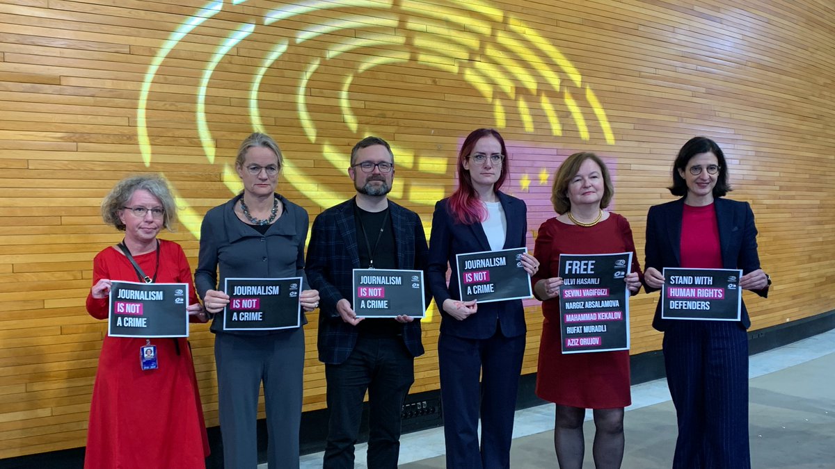 Members of the @Europarl_EN call on #Azerbaijani authorities to release arrested journalists/human rights defenders and put an end to the crackdown on independent media/civil society. #Journalismisnotacrime