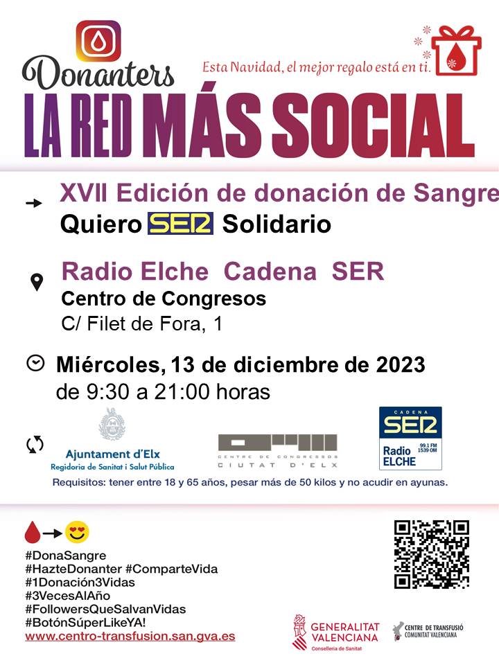 Hoy edición especial de SER Deportivos desde el Centro de Congresos a partir de las 15:20 horas con <a href="/JoseNavarroELX/">Jose Navarro Esclapez</a>, José V. Zapata, Jesús Sepulcre, José Manuel Guinot, Sara Sáchez y <a href="/PepeMorago/">JOSÉ JIMÉNEZ MORAGO</a>; dirige <a href="/noegomis/">Noé Gomis</a>. #Elche #DonarSangreSalvaVidas #Elx