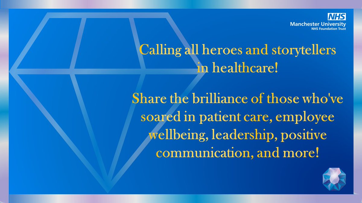Quality Improvement Team (@mft_qit) on Twitter photo π¨ Sparkle Alert! πππ Let's honour the gems that make our healthcare shine! Nominate NOW using this link surveymonkey.co.uk/r/gemawards202β¦ and let the celebration begin! ππ©ββοΈπ¨ββοΈ #GemAwards #ShineBright #HealthcareHeroes #MFT #EmployeeWellbeing #LeadershipGems #PositiveCommunication π¨ Sparkle Alert! πππ Let's honour the gems that make our healthcare shine! Nominate NOW using this link surveymonkey.co.uk/r/gemawards202β¦ and let the celebration begin! ππ©ββοΈπ¨ββοΈ #GemAwards #ShineBright #HealthcareHeroes #MFT #EmployeeWellbeing #LeadershipGems #PositiveCommunication