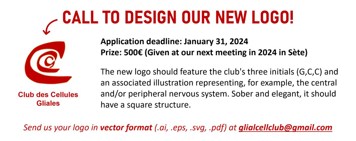 📢 CALL TO DESIGN OUR NEW LOGO! Application deadline: January 31, 2024 🗓️ Prize: 500€ 🏆 All club members will vote to select three finalists, and the winner will be chosen by the board! ✏️Now use your imagination and thank you in advance for your participation!
