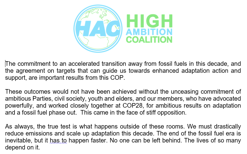 Our statement from Chair Minister John Silk, at the close of #COP28 🔽

#FossilFuelPhaseOut #ClimateAction