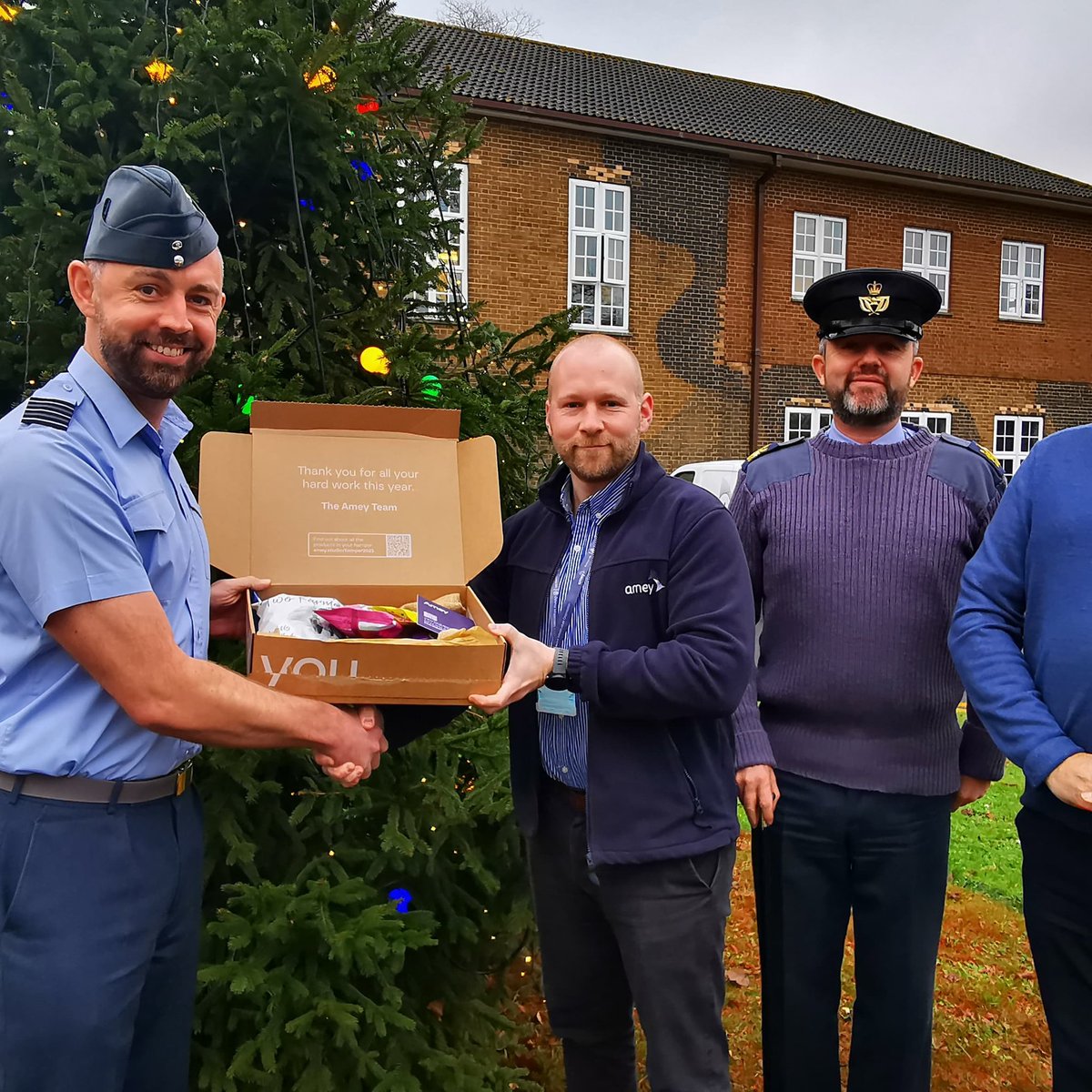 A big thank you to Amey Defence for choosing RAF Honington to receive Christmas Hampers to distribute amongst Veterans in our local communities. Station Commander Max Hayward received the hampers today from Dan Ashworth, Amey Customer Community Engagement Officer.