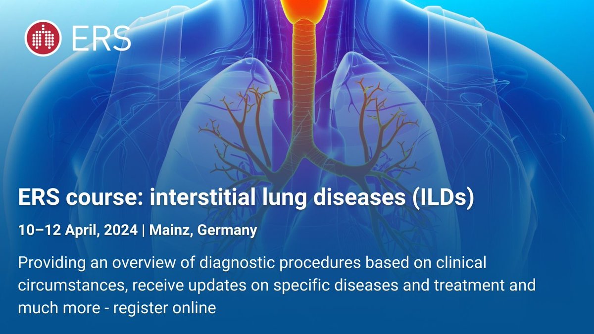 Register for the ERS course in interstitial lung diseases (ILDs) to benefit from an interactive overview of ILDs including diagnosis, diagnostic procedures and current, novel and future therapies. Full details/register: ersnet.org/events/interst…