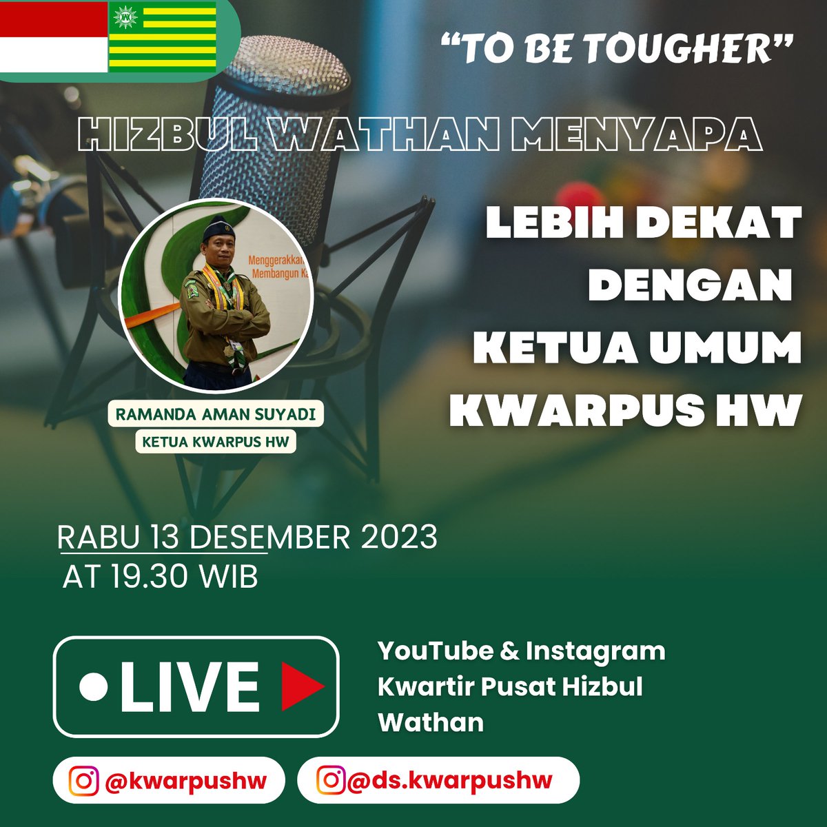 Lebih Dekat dengan Ketua Umum Kwartir Pusat Hizbul Wathan, Ramanda Aaman Suyadi.

Live, klik: youtube.com/watch?v=-q9dUi…

#Milad105HizbulWathan #HizbulWathan #Muhammadiyah