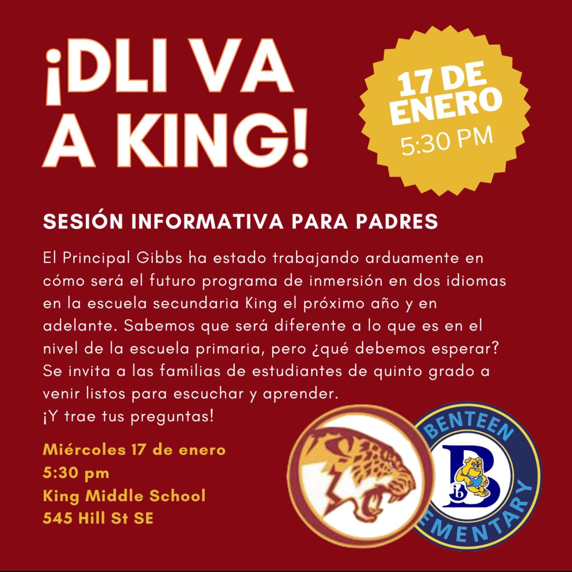 Did you know? 🤔 It’s happening! 🙂 DLI is moving up to King MS and we are beyond thrilled about it @APSBenteen! 👏🏽#trusttheprocess #believe @kimogibbs @lexology00 @APSDualLang @APSWorldLang @CynthiaBriscoeB #Comingsoon