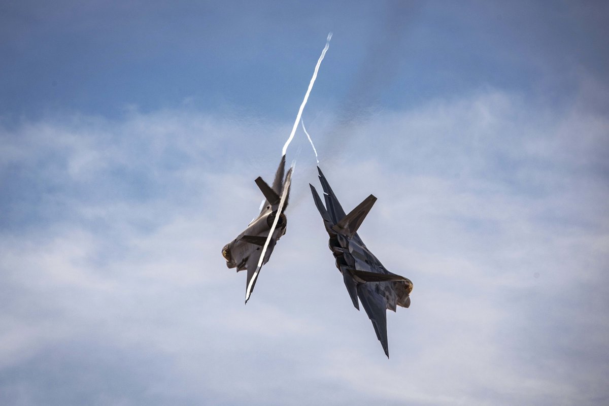 pilotphotog's tweet image. F-35 Lightning and F-22 Raptor break.  Caption this:

 #F35Lightning #F22Raptor #aviation #fighterjets #military #airforce #aerospace