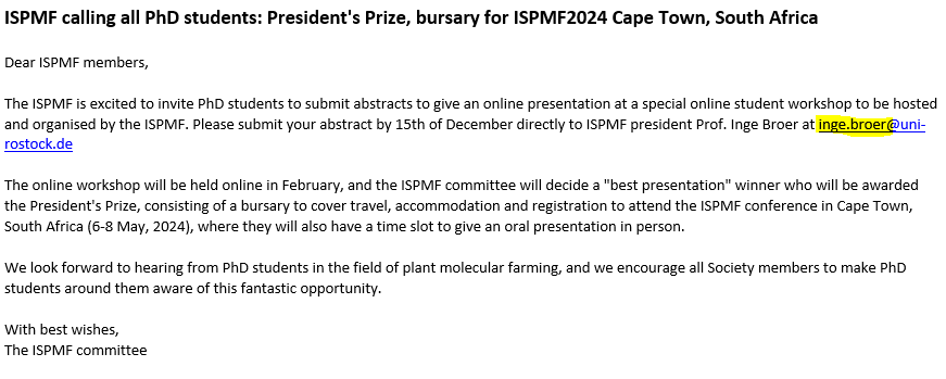 A reminder that the deadline for students to submit an abstract for the President's Prize is this Friday 15th December. Full details below.