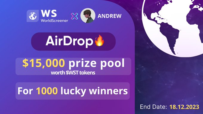 andrewwwww (✍️,🧵) (@andrewtalksdefi) on Twitter photo 💎 The largest Giveaway!
🎁 $15,000 #USDT in $WST token
Here’s how to participate:
1⃣ Follow <a href="/WST_Token/">WorldScreener</a> & <a href="/andrewtalksdefi/">andrewwwww (✍️,🧵)</a>
2⃣ Like & RT
3⃣ Tag 3 Friends
🔸Join Gleam: forms.gle/VG2b21vMCmJouk…
⌛️ Ends in 120 hrs 💎 The largest Giveaway!
🎁 $15,000 #USDT in $WST token
Here’s how to participate:
1⃣ Follow <a href="/WST_Token/">WorldScreener</a> & <a href="/andrewtalksdefi/">andrewwwww (✍️,🧵)</a>
2⃣ Like & RT
3⃣ Tag 3 Friends
🔸Join Gleam: forms.gle/VG2b21vMCmJouk…
⌛️ Ends in 120 hrs