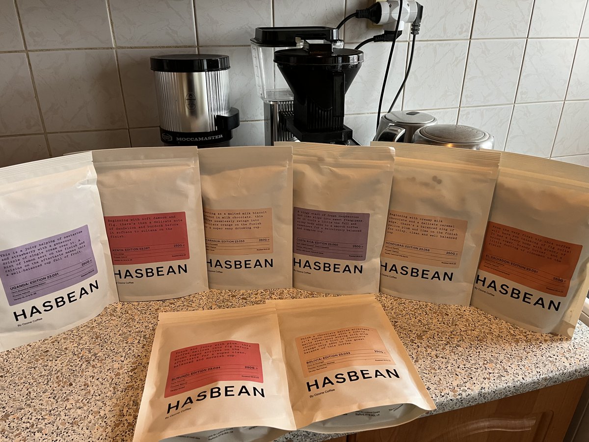 Just received a shipment of eight unique coffees from @hasbean! 🎉 Can't wait to dive into these exquisite editions: Uganda 23.051, Nicaragua 23.053, Kenya 23.067, Honduras 23.058, El Salvador 23.061, Costa Rica 23.060, Burundi 23.034, and Bolivia 23.033. Brewing adventures…