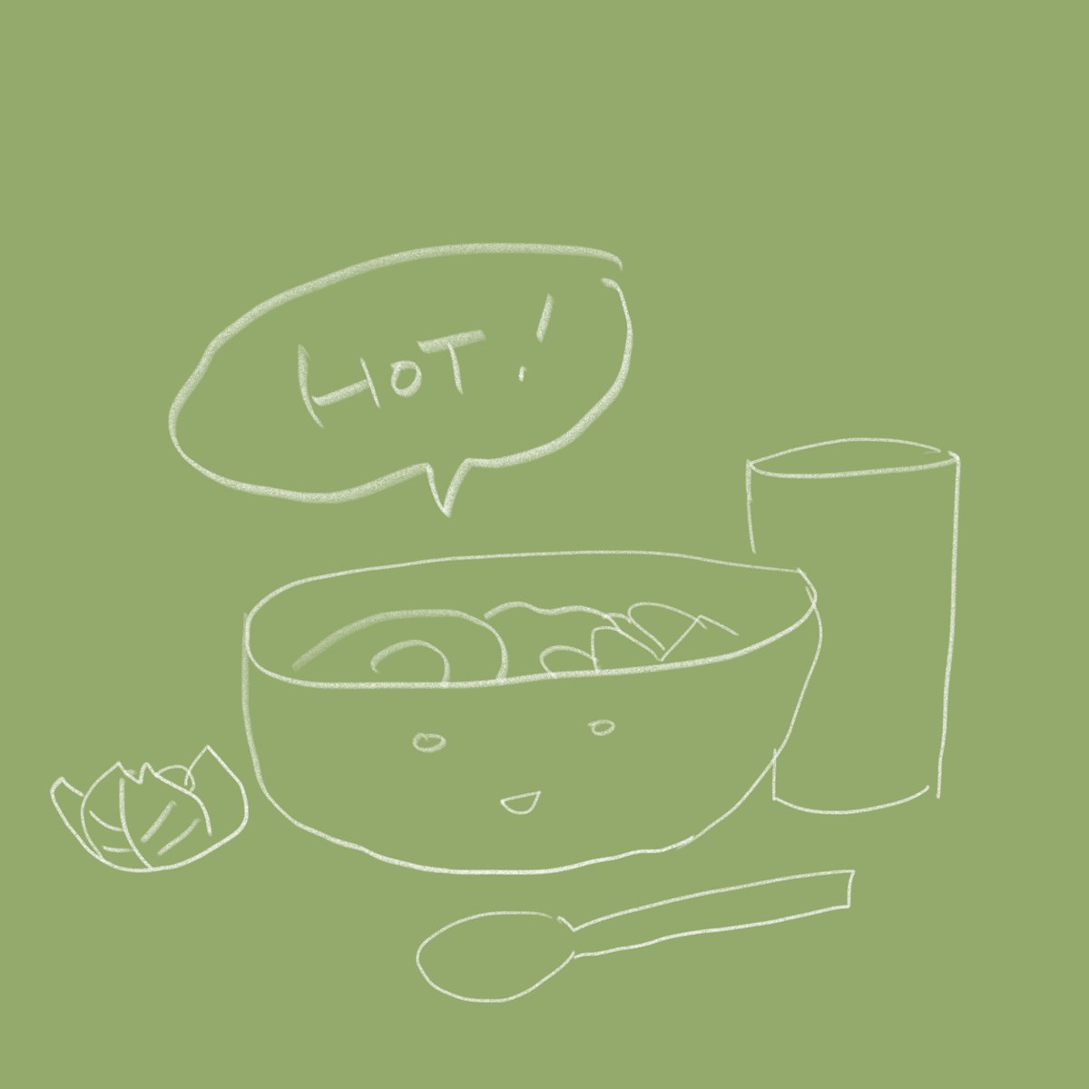 「今日はグリーンカレー食べて「辛っっ!!」ってなりました」|ニクタマのイラスト