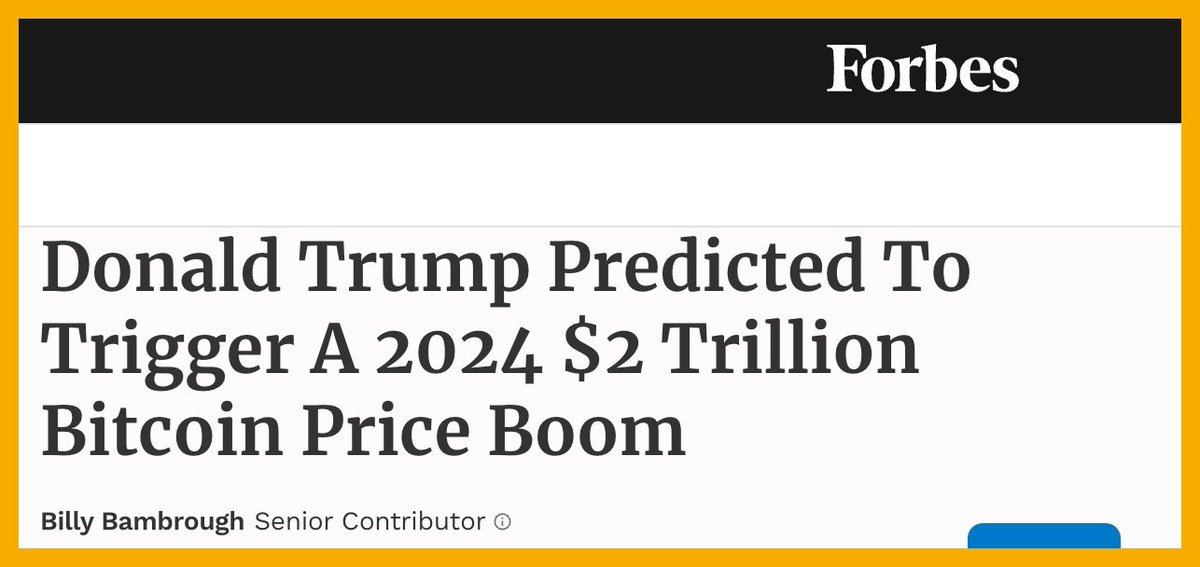 FORBES: VanEck states that they anticipate former President Donald Trump will reclaim the White House 🇺🇸 next year - aiding in pushing the price of Bitcoin to $100,000 by December 2024 with a market capitalization of around $2 trillion