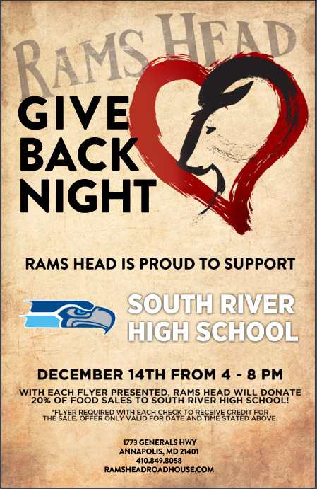 Visit Rams Head Roadhouse on Thursday 12/14 from 4-8pm.  With each flyer presented, Rams Head will donate 20% of all food sales will go toward the Class of 2024!