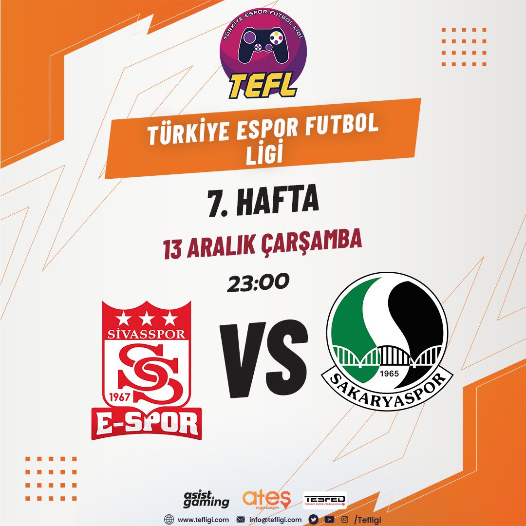 Sakaryaspor Espor (@sakaryaspores) on Twitter photo Türkiye Espor Futbol Ligi 7.Hafta Rakibimiz Sivasspor Espor
#sakaryaspor #sakarya #sakaryasporespor #tefligi #vpg #eafc24 #clubs <a href="/atesesports/">Ateş Spor Organizasyon</a> <a href="/tefligi/">Türkiye Espor Futbol Ligi</a> <a href="/SivassporEspor/">Sivasspor E-Spor</a> Türkiye Espor Futbol Ligi 7.Hafta Rakibimiz Sivasspor Espor
#sakaryaspor #sakarya #sakaryasporespor #tefligi #vpg #eafc24 #clubs <a href="/atesesports/">Ateş Spor Organizasyon</a> <a href="/tefligi/">Türkiye Espor Futbol Ligi</a> <a href="/SivassporEspor/">Sivasspor E-Spor</a>