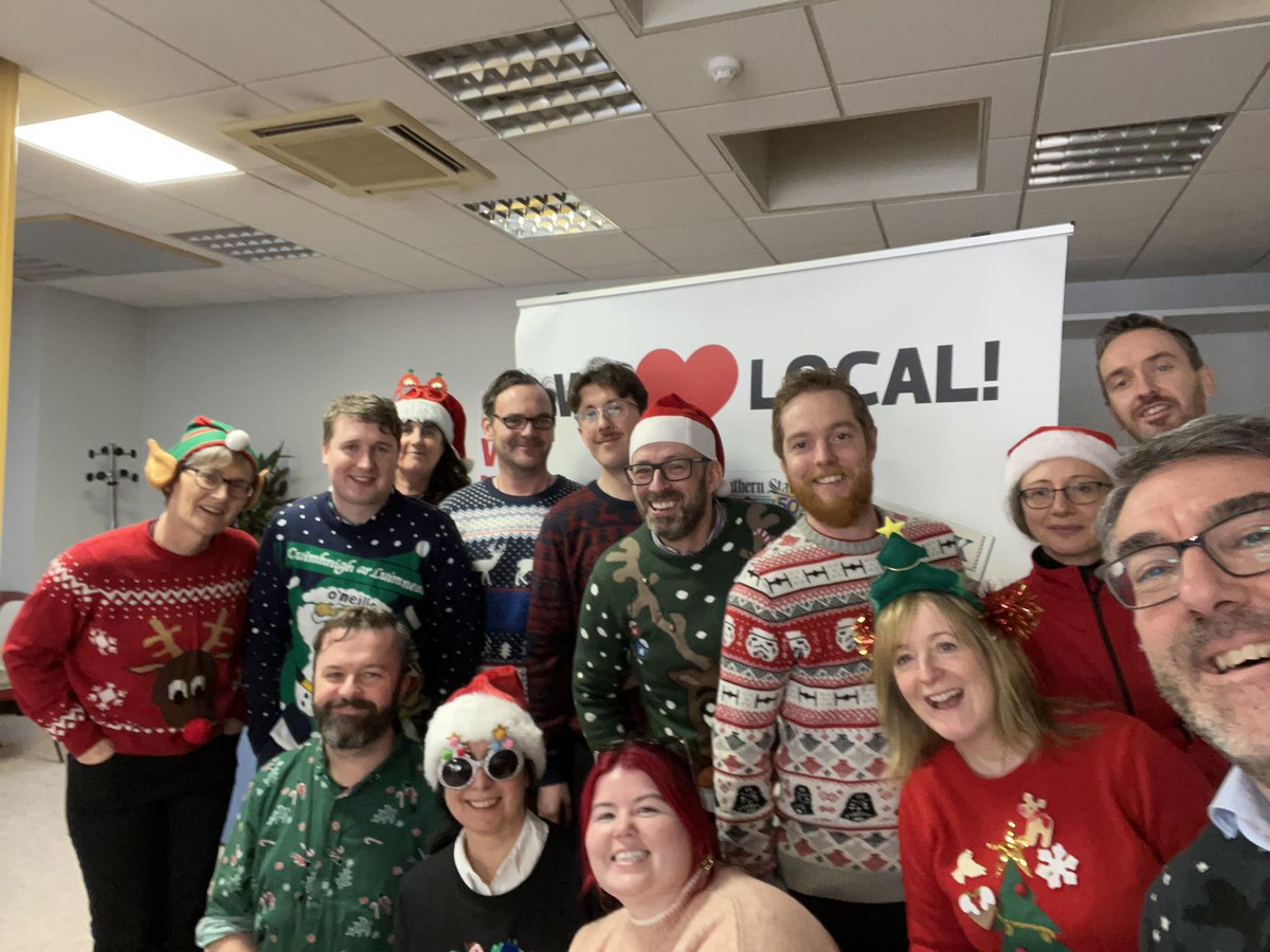 Never mind that it’s #press day @SouthernStarIRL - we have our priorities right. It’s also our #ChristmasJumperDay in aid of St. Vincent de Paul. +We are playing 80s music to boot!